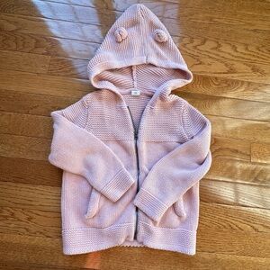 Baby Gap Girls Pink Knit Hooded Sweater with bear ears